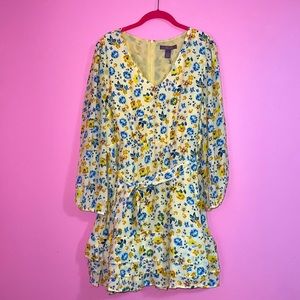 NWT long sleeve dress with tiered hem. Size XL in yellow and blue floral.